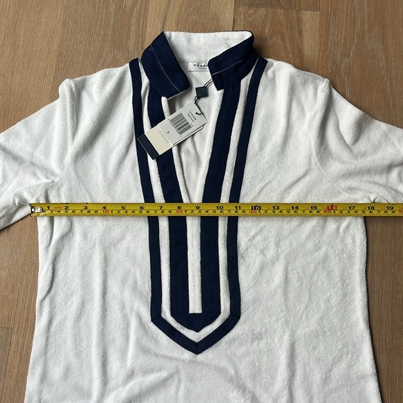 NWT Cabana Life. Long sleeve terry tunic in white with navy trim. UPF 50+ - Picture 9 of 10